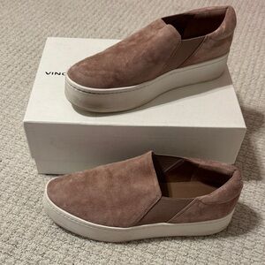 VINCE “Warren” rose pink Suede Slip-On Platform Sneaker- 8.5